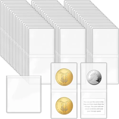 Vista 11 de Vmiapxo Paquete de 100 fundas para monedas de un solo bolsillo, soportes protectores de monedas de plástico transparente de 2 x 2 pulgadas