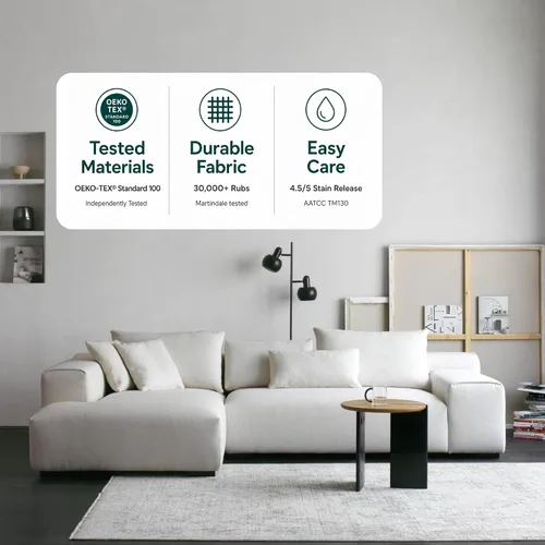 Vista 4 de Acanva Conjunto de sofá seccional modular moderno y extragrande en forma de L para sala de estar, estilo minimalista cómodo de 4 asientos, sofá