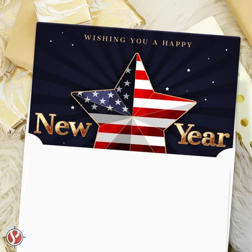 Vista 5 de 2026 Wishing You A Happy New Year - Tarjetas de felicitación y sobres plegables de Navidad americana, tarjetas navideñas patrióticas de Estados