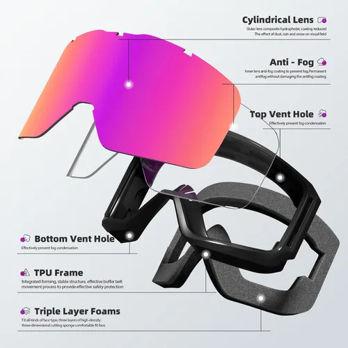 Vista 4 de Gafas de esquí y snowboard para hombres, mujeres y jóvenes, protección OTG 100% UV