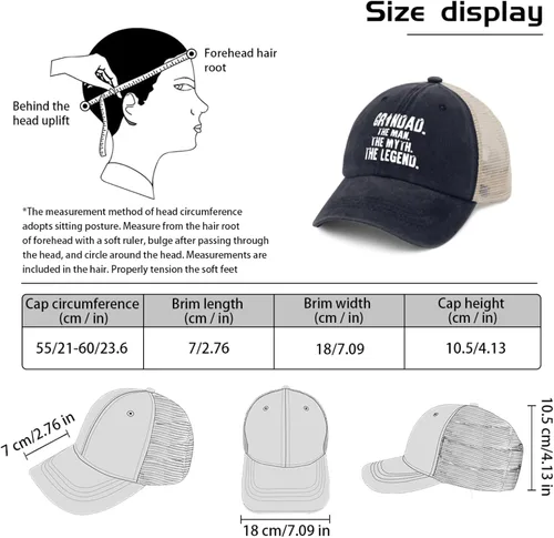 Vista 6 de Grandad Man Myth Legend Trucker Hat Men Gorra de malla vintage para verano, Azul púrpura04