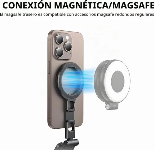 Vista 4 de Trípode magnético para iPhone 16/15/14/13/12 Plus Pro Max, trípode de aluminio mini Magsafes para iPhone y Magsafes, diseño de doble cara, tornillo