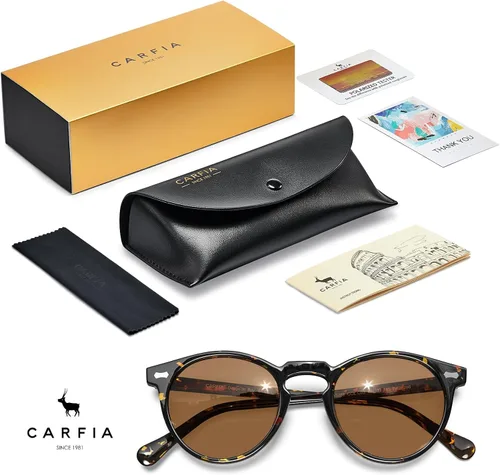 Vista 7 de CARFIA Gafas de sol polarizadas para mujeres con protección UV, marco de acetato para cara pequeña CA5288