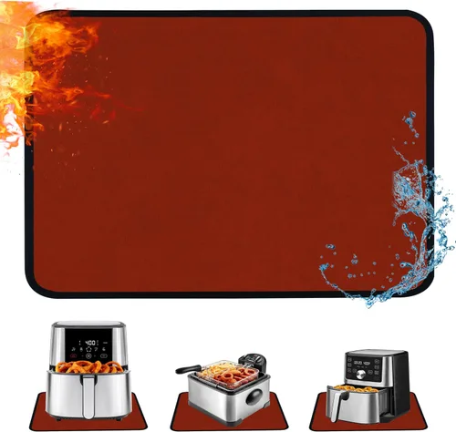 Vista 8 de Alfombrilla resistente al calor para freidora de aire, freidora profunda, horno, almohadillas calientes negras de 12 x 14 pulgadas para protector