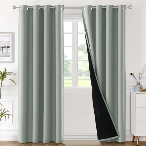 Vista 9 de H.VERSAILTEX Paneles de cortina 100% opacas de 45 pulgadas de largo, con aislamiento térmico, cortinas opacas con forro para dormitorio, dos capas