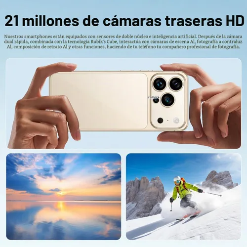 Vista 6 de Teléfono celular 8GB+256GB 6.9 "Pantalla 8+21 MP Dual SIM Face Unlock Blanco