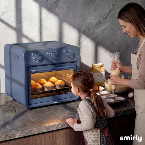 Vista 9 de SMIRLY Combo de horno tostador de freidora de aire 6 en 1, horno tostador Azul