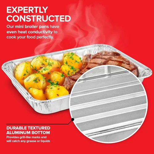 Vista 3 de Stock Your Home Paquete de 25 mini sartenes para horno tostador, porción individual, para uso personal y dormitorios, 8.5 x 6 pulgadas, ideal