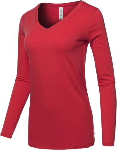 Vista 2 de A2Y Camiseta básica de manga larga de algodón suave y sólido para mujer