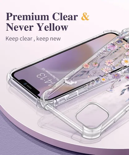 Vista 3 de GVIEWIN - Funda para iPhone 11 con protector de pantalla + protector de lente de cámara, cubierta protectora transparente suave de poliuretano