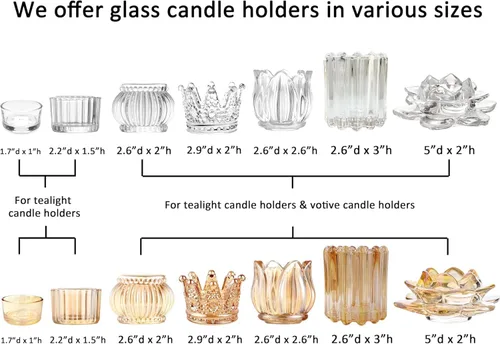Vista 4 de GOLDEAL 6 portavelas de cristal con corona de ámbar, candelabros votivos a granel, candelabros para bodas, fiestas, cenas, decoración de mesa