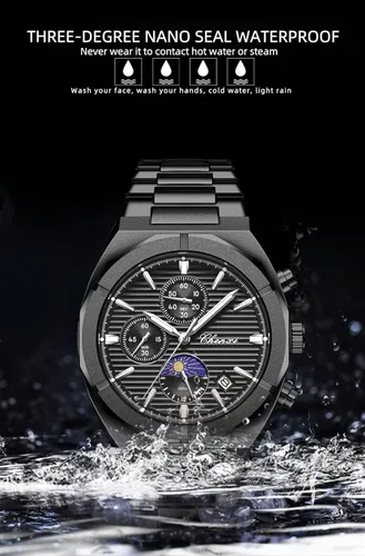 Vista 5 de FANMIS Reloj unisex de lujo de cuarzo dorado y plateado de dos tonos de acero inoxidable
