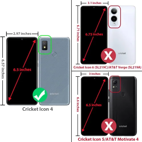 Vista 2 de TJS Funda compatible con Cricket Icon 4 (solo 4ª versión), con protector de pantalla de vidrio templado de doble capa híbrida