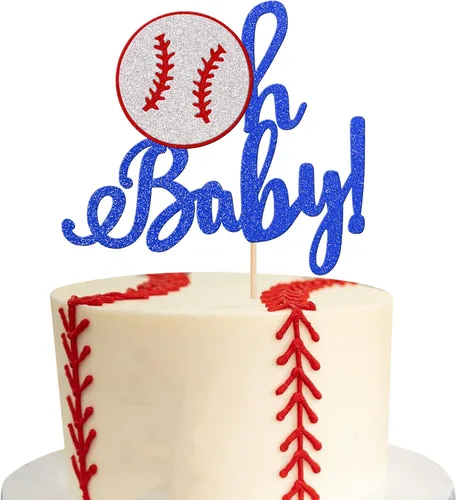 Vista 8 de 24 piezas de adornos para cupcakes de béisbol con purpurina, jugadores de béisbol, temática deportiva, adornos para magdalenas, temática deportiva