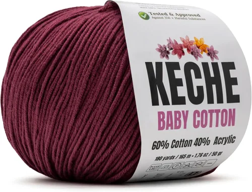 Vista 127 de Keche Hilo de Algodón, 60% Algodón 40% Hilo Acrílico, Hilo de Algodón Suave para Crochet y Tejer, Hilo Amigurumi 1 Madeja/Bola 1.76 Oz (50g) / 180