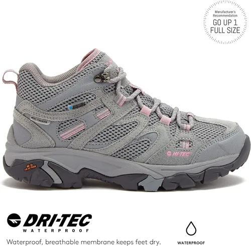 Vista 2 de HI-TEC Apex Lite Mid WP - Botas de senderismo impermeables para mujer ligeras para exteriores y senderos