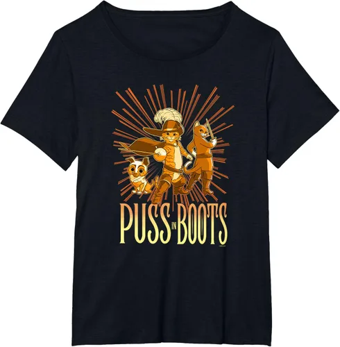 Vista 70 de DreamWorks Puss in Boots: The Last Wish Cat Trio Poster - Camiseta pequeña Negro