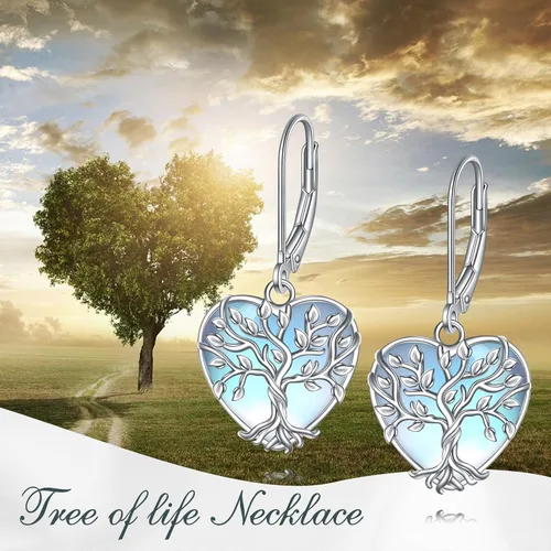 Vista 233 de Aretes colgantes con forma de lágrima de filigrana de piedra lunar de plata de ley 925 con cierre de palanca para mujer, regalos de joyería