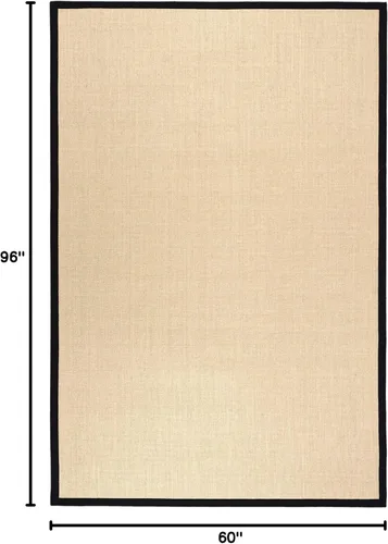 Vista 129 de Alfombra de sisal Safavieh, de color maíz y negro, tejida a mano, de la colección de fibras naturales; 5 x 8 pulgadas, NF441A, Tela, Gris / Gris
