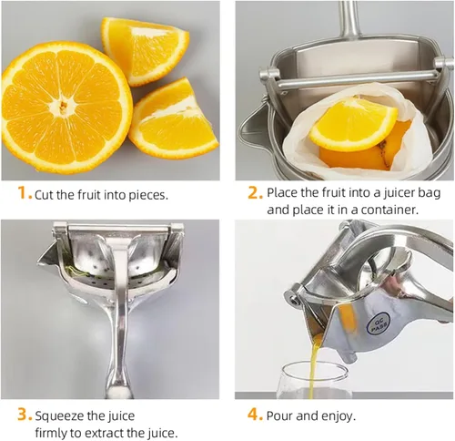 Vista 4 de Exprimidor, Extractor de Jugo de Fruta Fresca de Aleación de Aluminio, Exprimidor de Jugo Manual de Mano, exprimidor manual, Fácil de Limpiar