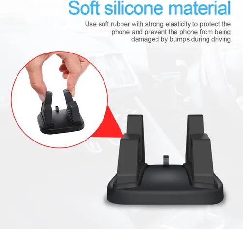 Vista 4 de Soporte para teléfono de coche, soporte de teléfono de silicona giratorio de 360° para salpicadero de coche con ranura para cable, compatible