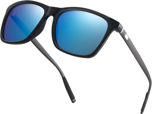 Vista 11 de Gafas de sol polarizadas de aluminio cuadrado del templo de la primavera de las gafas de sol polarizadas del marco Lente negra/marco negro plateado