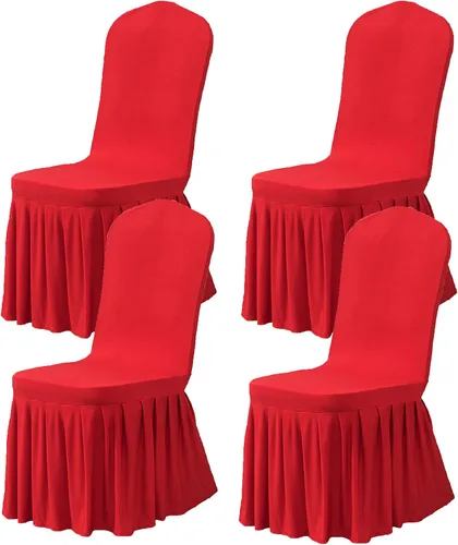 Vista 15 de Dimatic Juego de 2 fundas elásticas para sillas de comedor, fundas Parsons con falda, de elastano súper ajuste, funda protectora de asiento para Azul