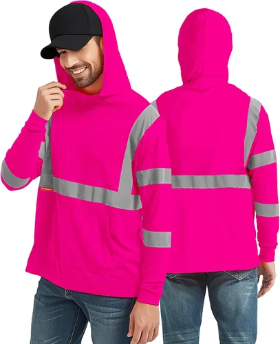 Vista 28 de ProtectX Camisas de manga larga de alta visibilidad, camiseta de seguridad reflectante de alta visibilidad para hombres y mujeres, camisa