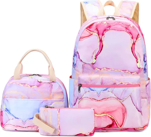 Vista 56 de LOIDOU Mochila para adolescentes y niñas, mochila escolar con lonchera y estuche para lápices, juego de bolsas escolares 3 en 1