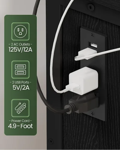 Vista 3 de CHOEZON Escritorio plegable moderno para computadora de 31.5 pulgadas con tomas de corriente, ruedas, almacenamiento, perfecto para espacios Negro