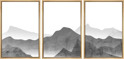 Vista 143 de SIGNWIN Lienzo enmarcado para pared, juego de arte tranquilo con reflejo de lago, acuarela, montaña y agua, ilustraciones modernas, arte abstracto