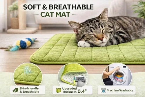 Vista 4 de Tapete lavable para cama de mascotas (23.6 x 15.8 pulgadas), paquete de 3 unidades para uso en interiores y exteriores, tapete suave para dormir