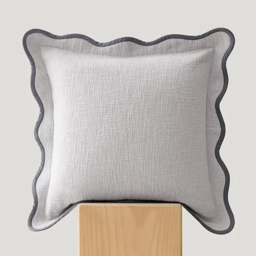 Vista 18 de Fundas de almohada festoneadas de doble puntada, 100% algodón, juego de 2 fundas de almohada decorativas bohemias de 18 x 18 pulgadas, hechas