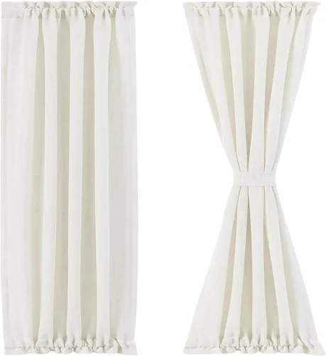Vista 15 de FMFUNCTEX Cortinas transparentes de lino para puerta lateral de 40 pulgadas de largo para puertas de vidrio delanteras, puertas de patio, puertas