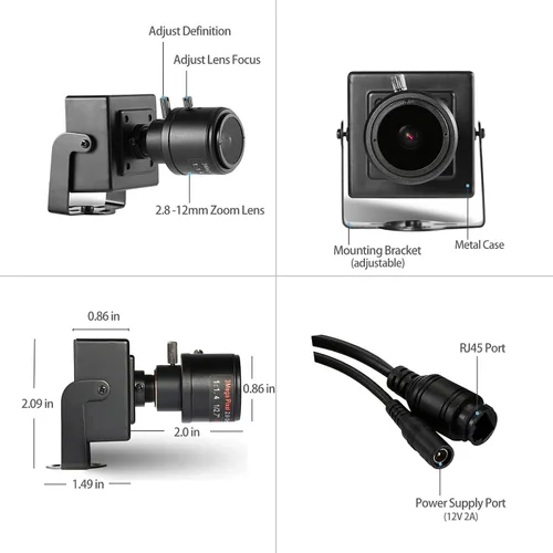 Vista 3 de Revotech Zoom Mini cámara IP de seguridad, HD 3MP cámara interior 0.110-0.472 in lente de zoom manual P2P visión remota CCTV Video Cam H.265