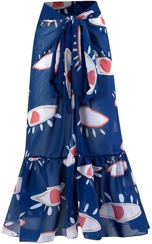 Vista 4 de Traje de baño para mujer, conjunto de bikini sexy de una pieza con traje de baño estampado y falda larga