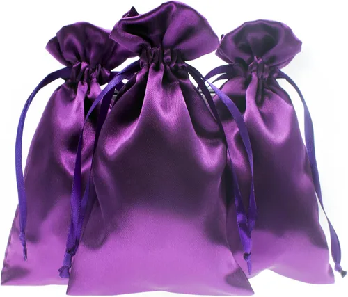 Vista 18 de Bolsas de regalo de satén azul bebé de 4 x 6 pulgadas, bolsas de joyería, bolsas de cordón para recuerdos de boda, baby shower, Navidad, 50 por