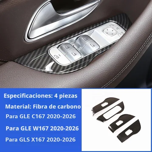 Vista 9 de Panel de control interior de la ventana de la puerta del automóvil Cubierta de fibra de carbono Moldeo Cerradura de puerta Marco de interruptor