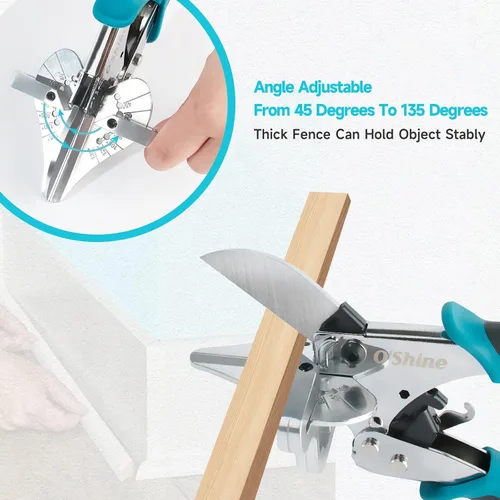Vista 4 de O'Shine Tijeras de Inglete de Trinquete Expertas para Corte Angular, Molduras, Manualidades de Madera, Herramienta de Corte de Cuarto Redondo