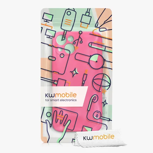 Vista 7 de kwmobile Funda compatible con Apple iPhone 13, funda protectora delgada de TPU con acabado mate suave, color rosa neón