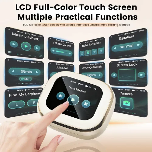 Vista 4 de Auriculares inalámbricos, auriculares Bluetooth 5.4 intrauditivos con estuche con pantalla táctil inteligente, auriculares ANC con cancelación