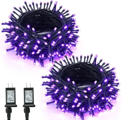 Vista 10 de BrizLabs Guirnalda de luces de Halloween, 240 luces LED naranja conectables