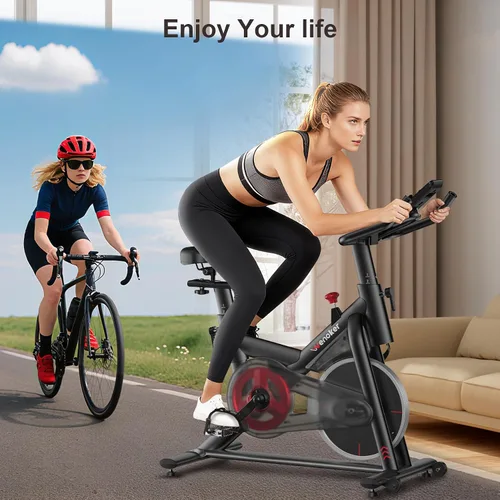 Vista 8 de Wenoker Exercise Bike for Home – 350LB Indoor Cycling Bike, Silent Stationary Spin Bike with App Sync, Adjustable Seat, LCD Monitor, Smooth & Quiet