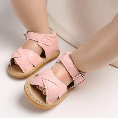 Vista 3 de SOFMUO Sandalias brillantes con lazo para bebés, niñas y niños, suela de goma antideslizante y suave de primera calidad, zapatos de verano