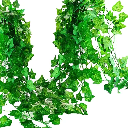 Vista 6 de Paquete de 12 guirnaldas de hiedra artificial de 86 pies, hojas de hiedra falsas, guirnaldas verdes colgantes para decoración estética