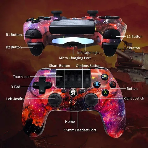Vista 2 de for PS4 Controller Wireless, Controller Gamepad Compatible with Playstation 4SlimProPCAndroidMac with Dual Vibration,6-Axis Motion Control,3.5mm