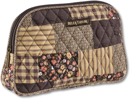 Vista 17 de Bella Taylor Bolsa de maquillaje de algodón acolchada grande para mujeres, bolsa de cosméticos de viaje Ashmont