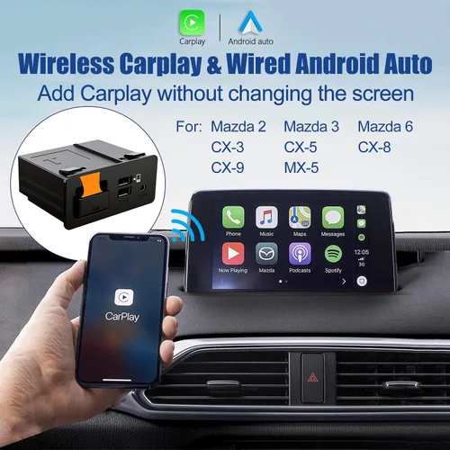 Vista 2 de HMYC Kit de reacondicionamiento inalámbrico Carplay de Mazda, TK78-66-9U0C concentrador USB OEM compatible con sistema MZD Connect compatible