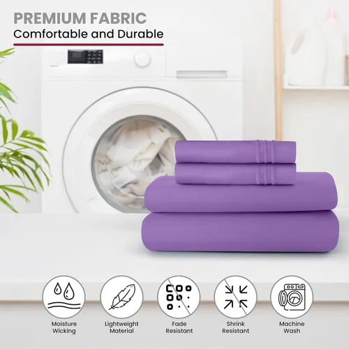 Vista 178 de LUX Décor - Juego de sábanas Twin de microfibra ultrasuave de 3 piezas con sábana encimera, sábana bajera de 16 pulgadas de profundidad y funda
