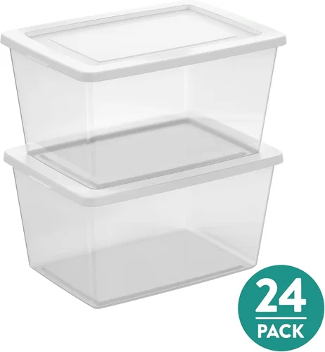 Vista 32 de Sterilite - Paquete de 12 cajas de almacenamiento apilables con tapas a presión; contenedor organizador de plástico resistente para armario, baño